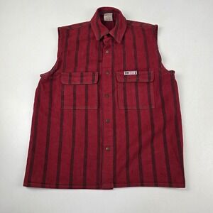 Vintage Cross Colours Vest Mens 42 Red Striped Cotton Hip Hop 90s USA Streetwear